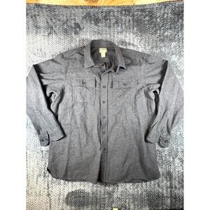 L.L.Bean Chamois Shirt Mens XL Gray Cotton Flannel Traditional Fit Shirttail Hem